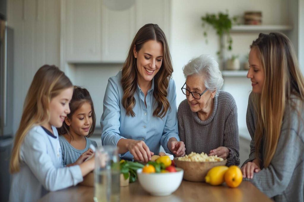 a mother utilizing Vitalis remote health monitoring for family