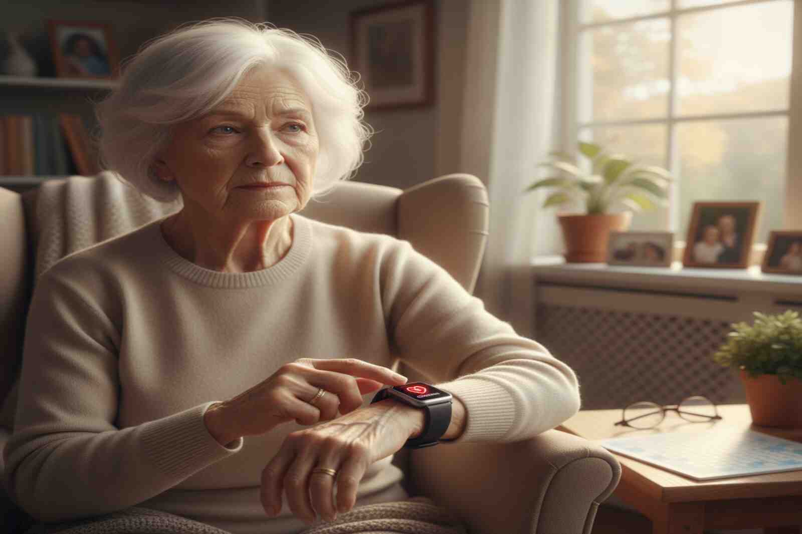 a senior with dementia wearing vitalis remote health monitoring